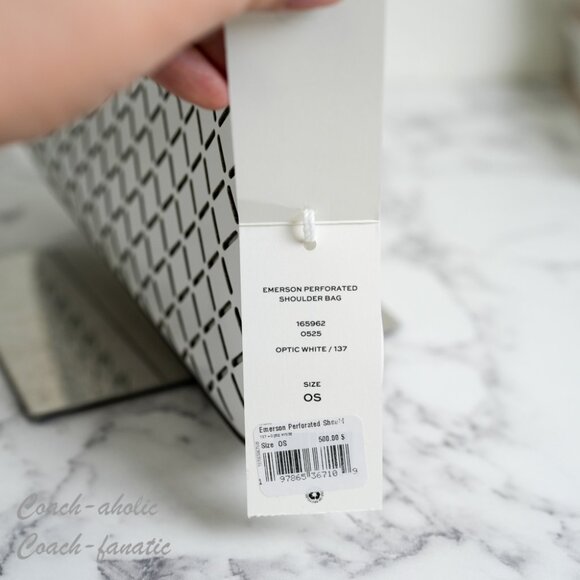 NWT Tory Burch Emerson Perforated Leather Shoulder Bag in Optic White - Picture 5 of 8